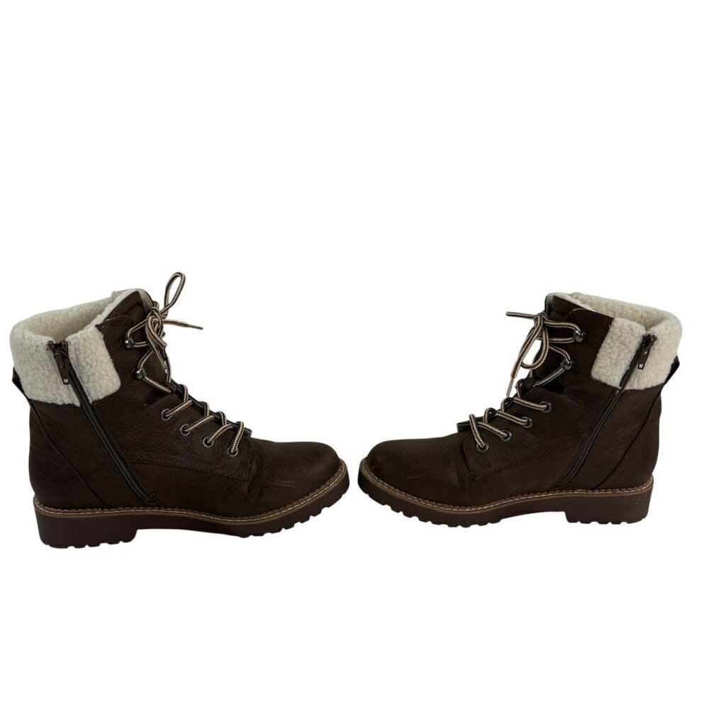 Magellan Outdoors Faux Suede Fur Lined Lace-Up Boots – Brown, Size 10M - Picture 9 of 13